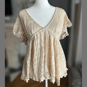 Catherine Malandrino Crochet Knit Top